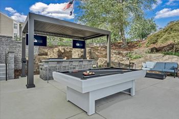 Patio with billiards table